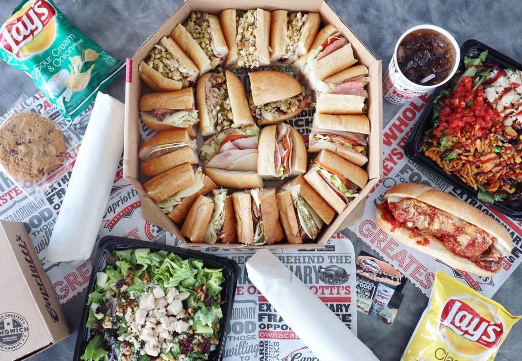 Capriotti's Deli Tray featuring Italian Hoagies, Lay's Potato Chips, and a Side Salad | Best Sandwich Shops in West Chester, PA